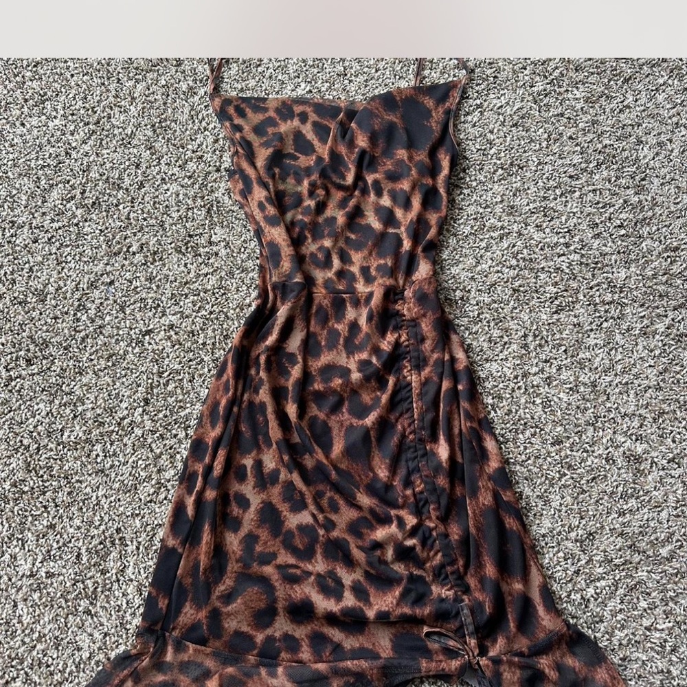 PrettyLittleThing Brown Leopard Midi Dress